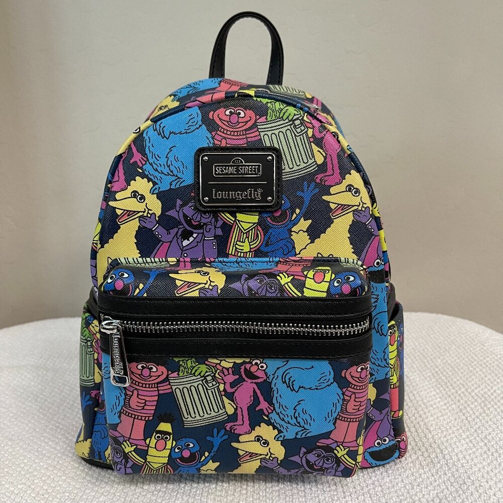 LOUNGEFLY ~ Sesame Street Characters AOP Exclusive Mini Backpack - NWT!